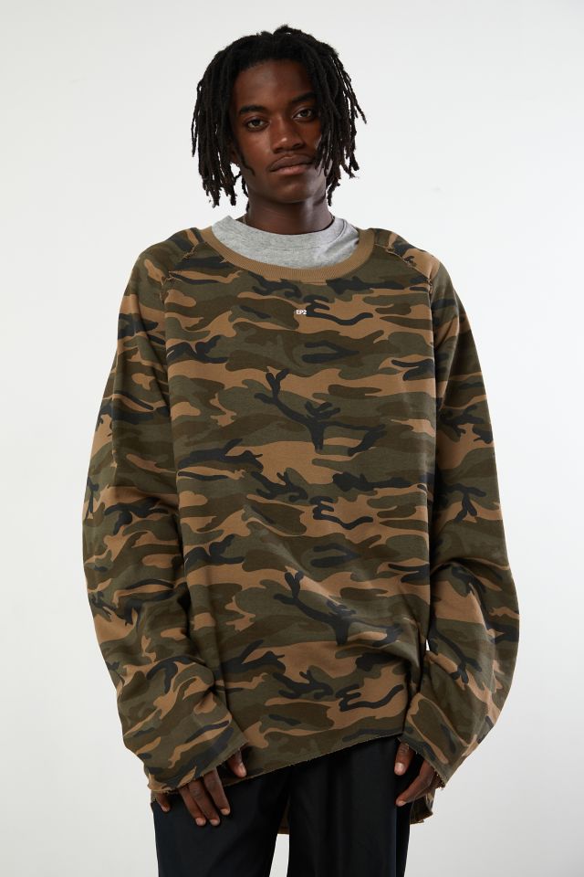 Asparagus Camo Oversized Crew Neck Sweatshirt