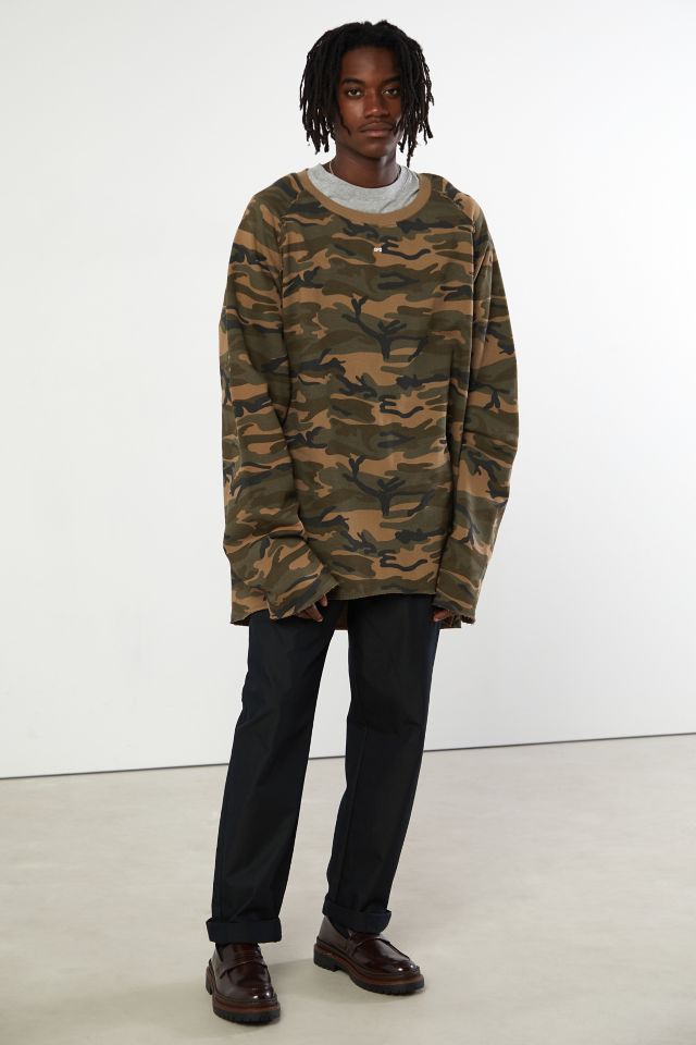 Asparagus Camo Oversized Crew Neck Sweatshirt #1