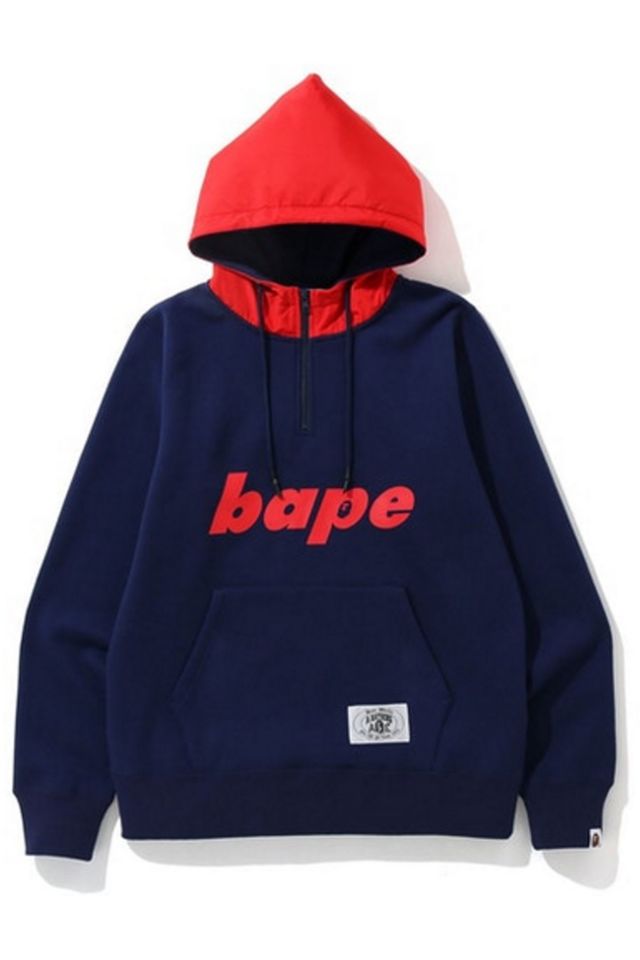 BAPE Mix Material Half Zip Pullover Hoodie Urban Outfitters