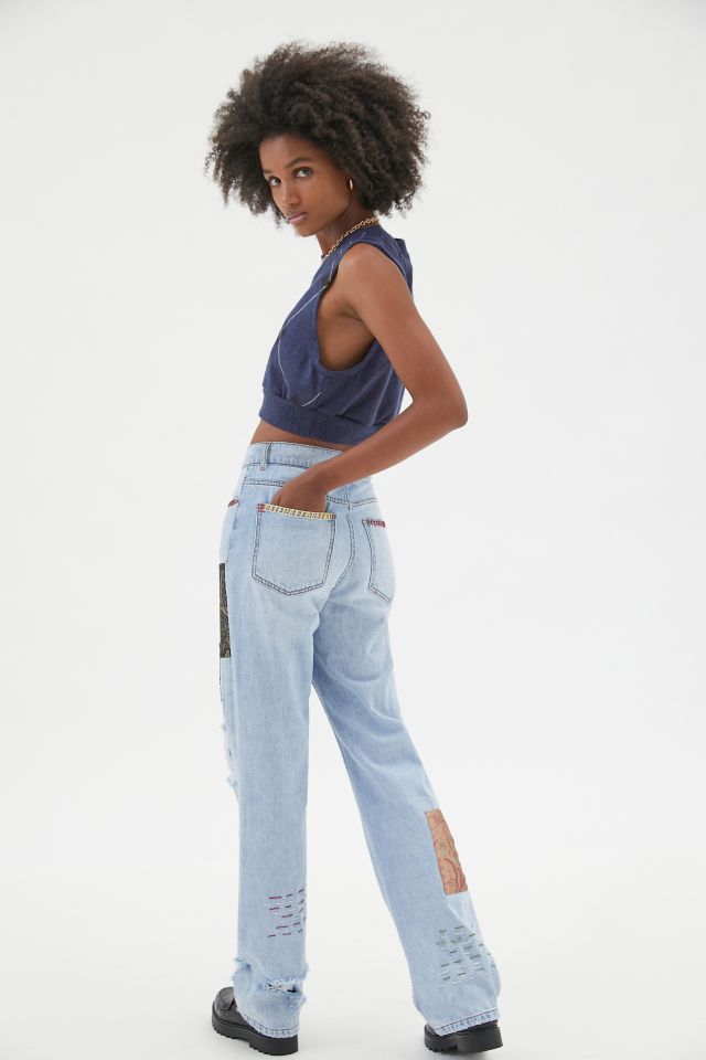 BDG High-Waisted Cowboy Jean – Printed Patchwork #1