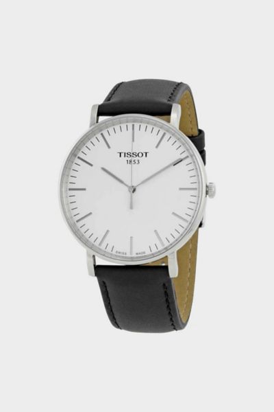 Tissot Everytime Silver Dial Black Leather Men's Watch T1096101603100
