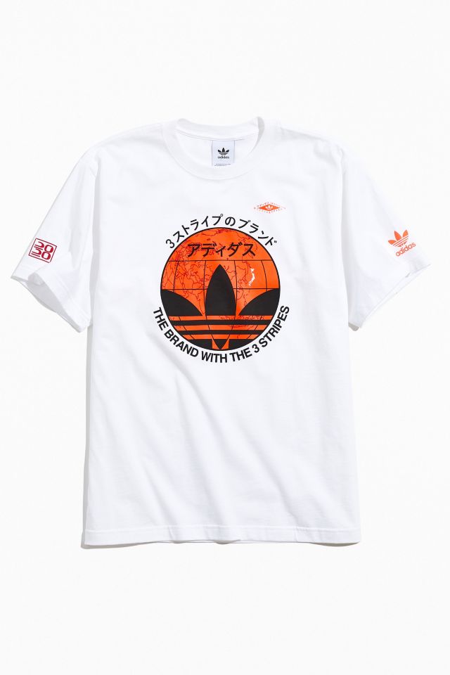 adidas Japanese Text Multi Logo Long Sleeve Tee