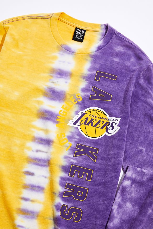 Los Angeles Lakers Split Tie-Dye Long Sleeve Tee #1