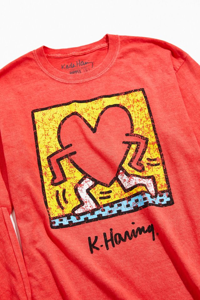 keith-haring-running-heart-long-sleeve-tee-urban-outfitters