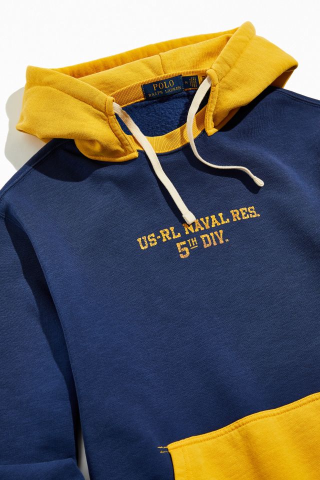 Blue and yellow polo hoodie hot sale