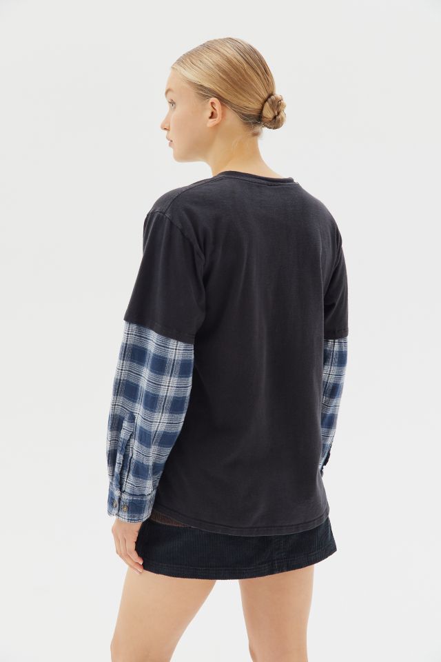 Urban Renewal Remade Flannel Sleeve Band Tee #2