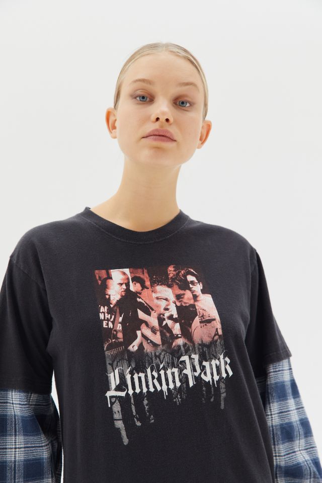 Urban Renewal Remade Flannel Sleeve Band Tee #3