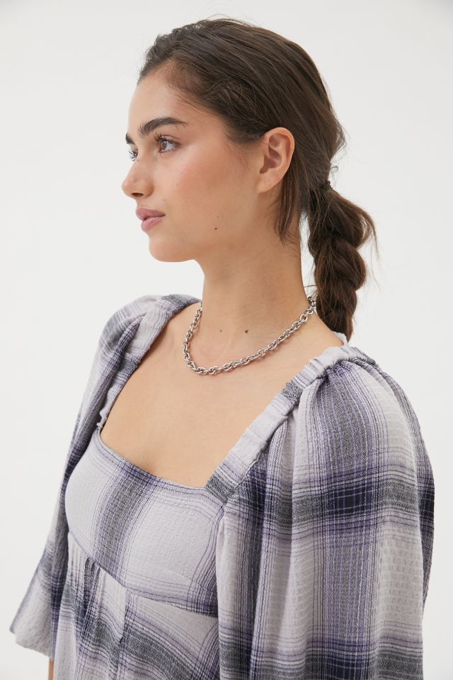 UO Lachlan Flannel Smocked Mini Dress #3