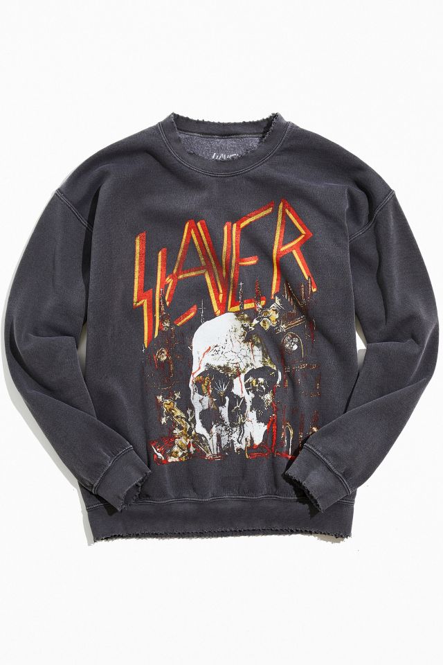 Slayer Distressed Crew Neck Sweatshirt