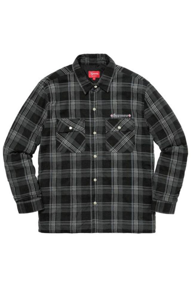 Supreme Independent Quilted Flannel Shirt Black | Urban Outfitters