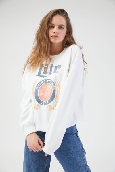 Forever 21 Women's Miller Lite Graphic Pullover in White, XS | F21