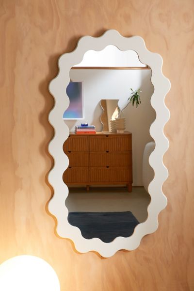 Shop Urban Outfitters Roma Wavy Wall Mirror In White At