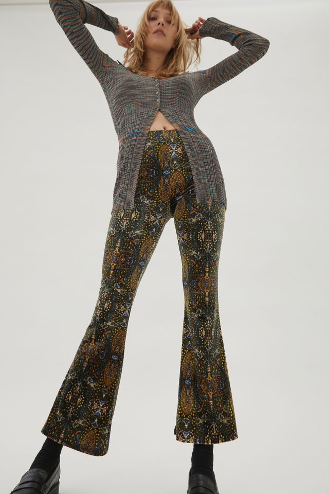 Urban Renewal Remnants Velvet Printed Flare Pant