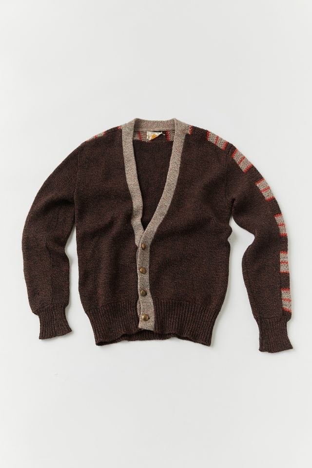 Vintage Brown Stripe Detail Cardigan Sweater | Urban Outfitters