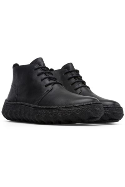 Camper Men Ground Leather Desert Boot In Black