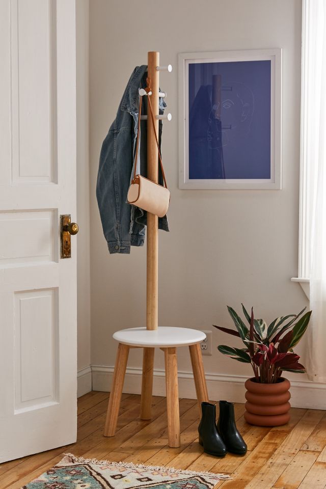 Coat rack with stool hot sale