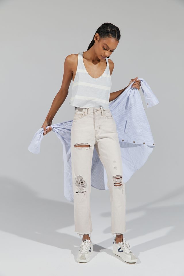 Ripped Jeans Bdg Jeans White BDG High-Waisted Slim Straight Jean