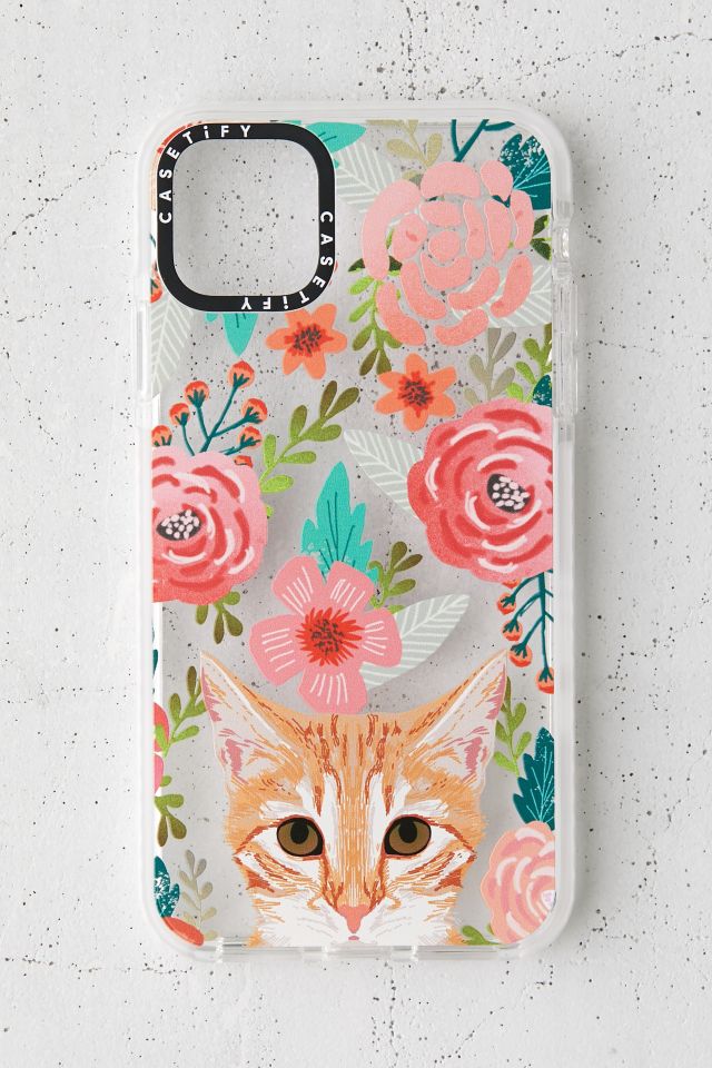 Casetify Orange Tabby Cat Floral Impact iPhone Case