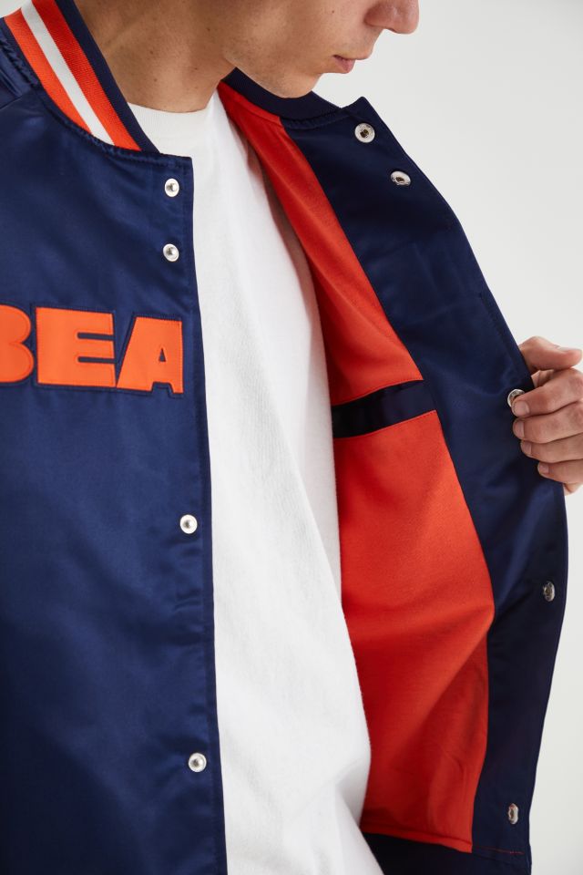 Satin Navy Blue and Orange Chicago Bears Jacket - Jackets Expert