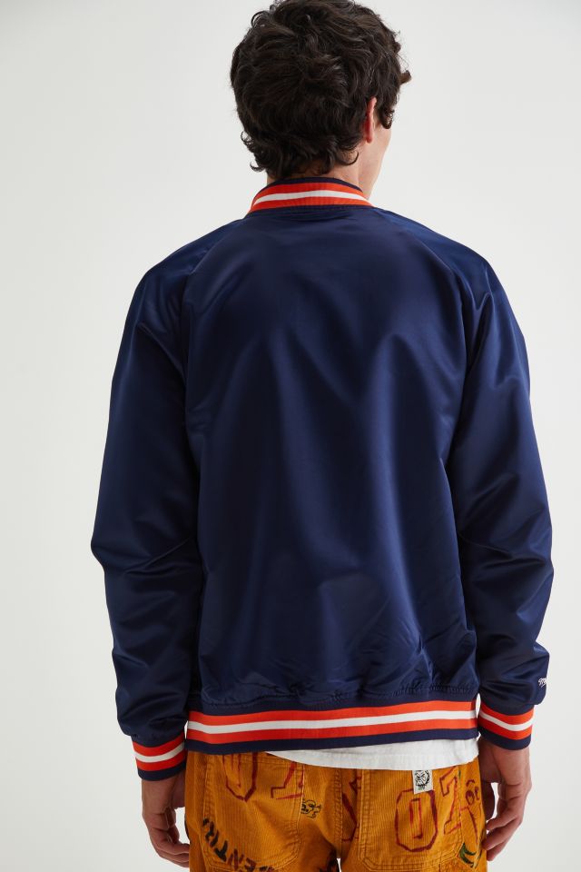 Satin Navy Blue and Orange Chicago Bears Jacket - Jackets Expert