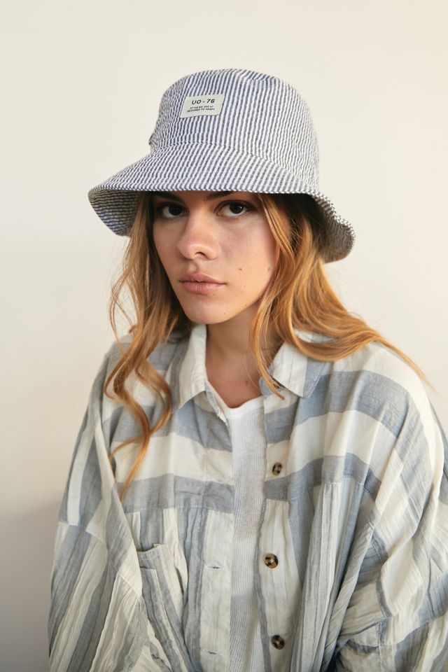 Seersucker bucket hat on sale