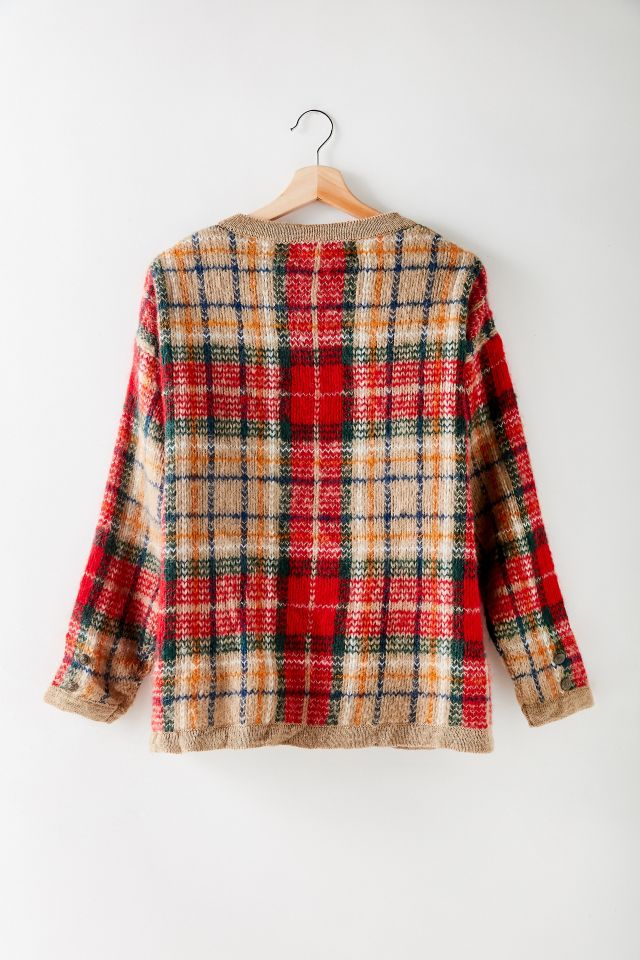 Vintage Light Brown Plaid Sweater #1