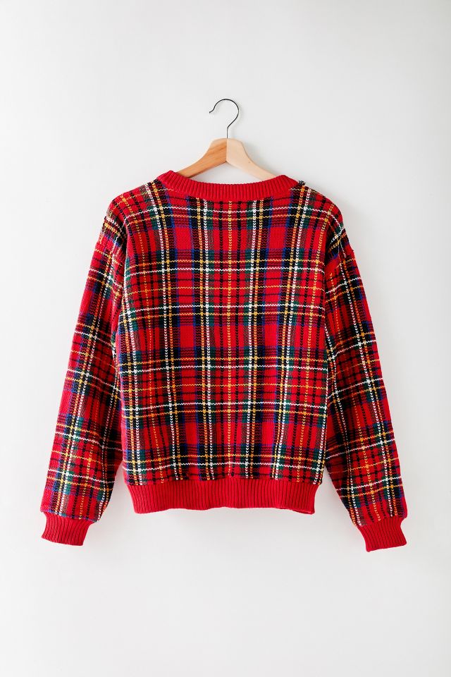 Chandail à multi-carreaux rouge vintage #1