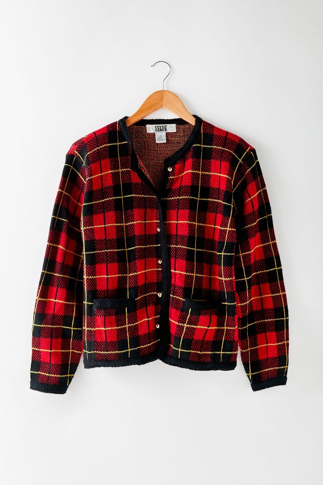 Red hot sale checkered sweater