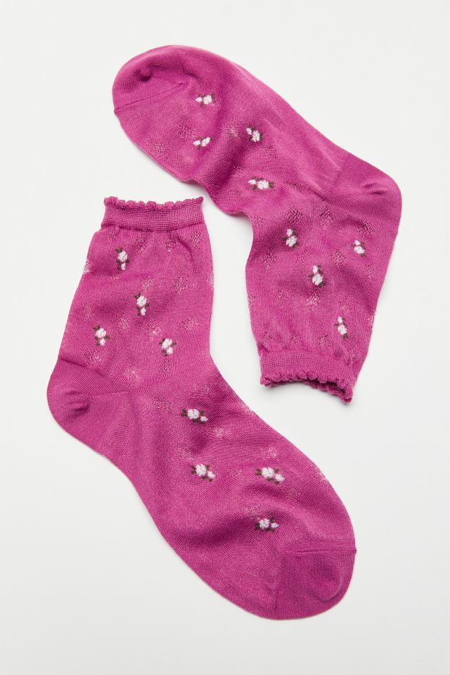 Poppy Scallop Crew Sock | Urban Outfitters
