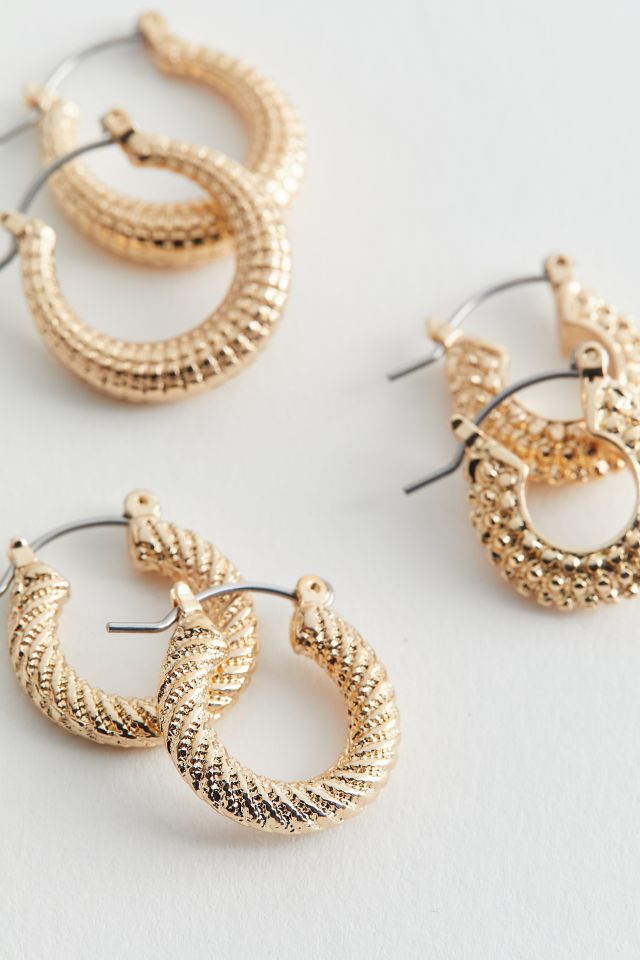 Jo Textured Hoop Earring Set #1