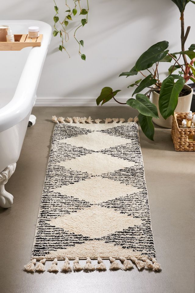 Tapis de salle de bain à motifs rayés et losanges géométriques #1