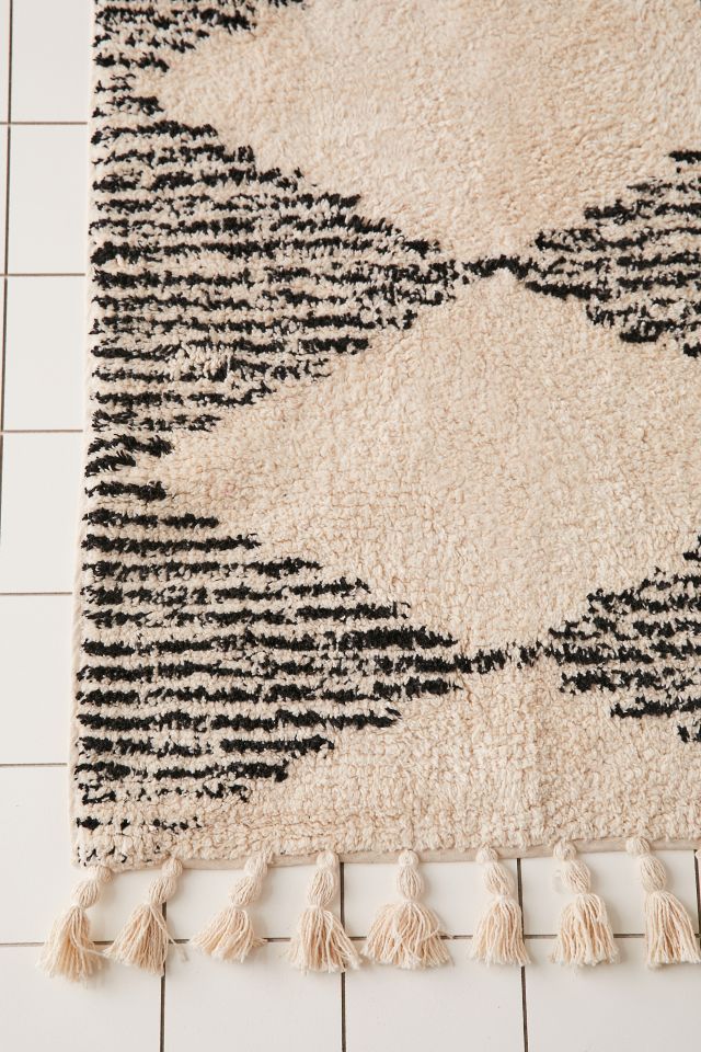 Tapis de salle de bain à motifs rayés et losanges géométriques #3