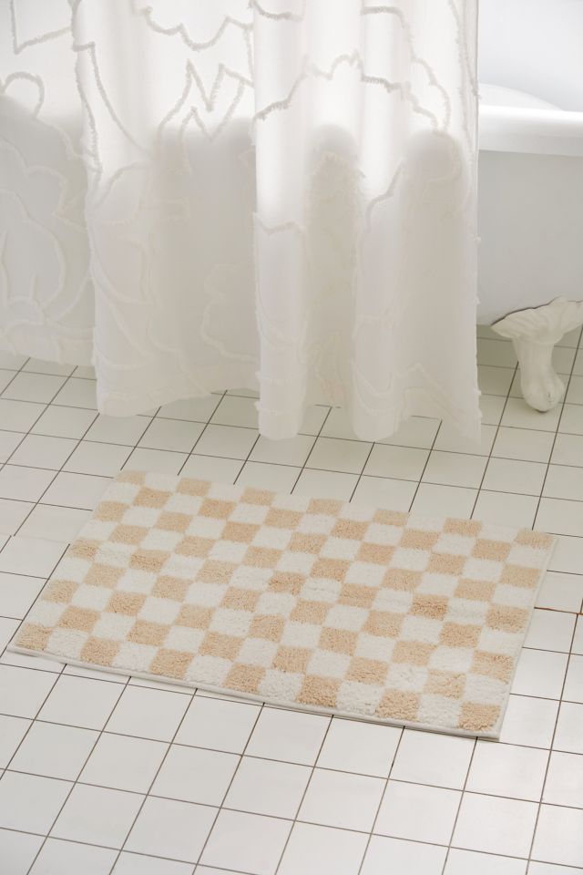 Checkerboard Cotton Bath Mat