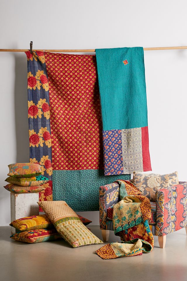 Urban Renewal One-Of-A-Kind Kantha Throw Pillow #4