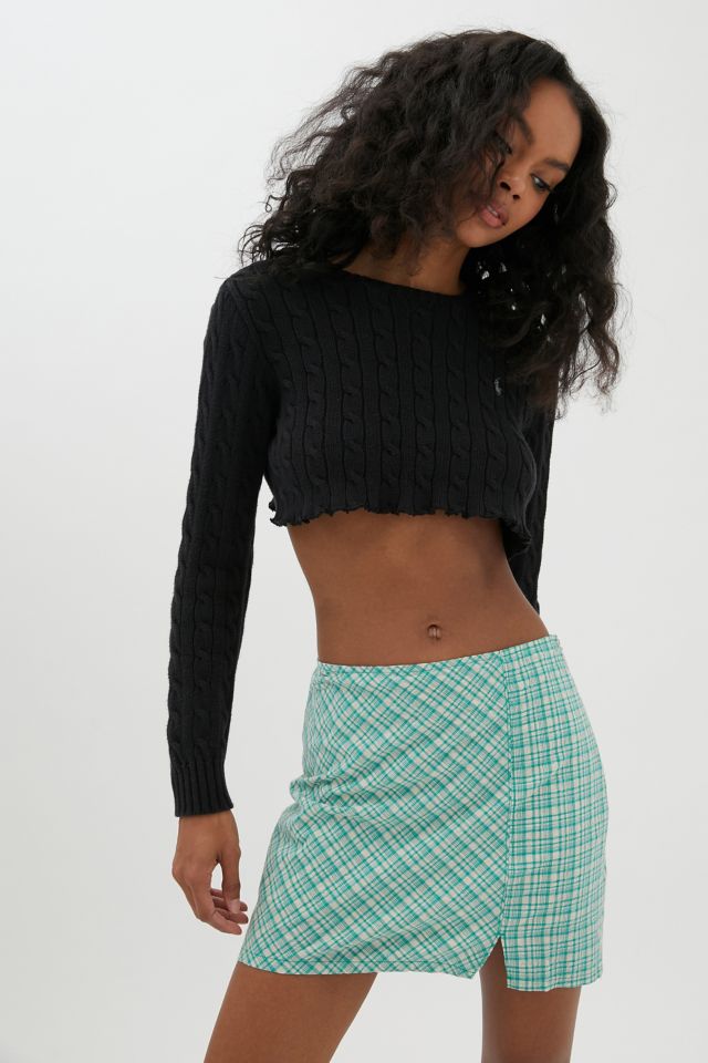 Plaid notched mini skirt hotsell