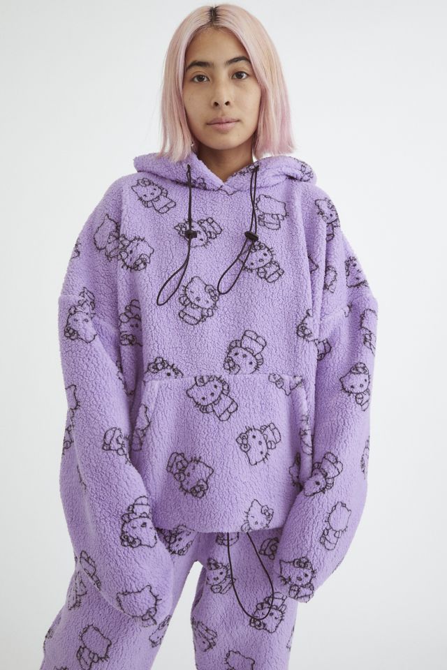 NEW girl ORDER x Hello Kitty Printed Fleece Hoodie Sweatshirt