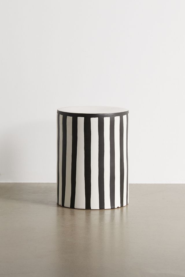 Striped Ceramic Indoor/Outdoor Side Table #1
