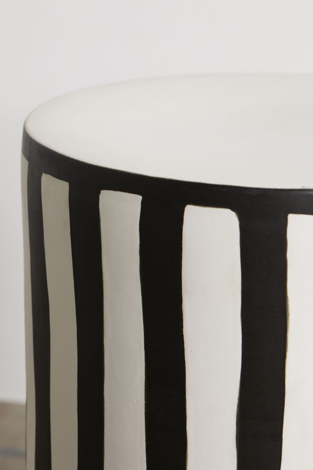 Striped Ceramic Indoor/Outdoor Side Table #2