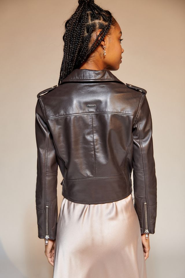 Deadwood Joan Leather Cropped Moto Jacket #2