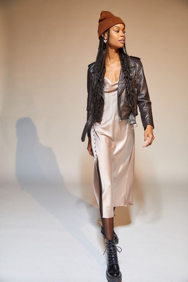 Deadwood Joan Leather Cropped Moto Jacket #3