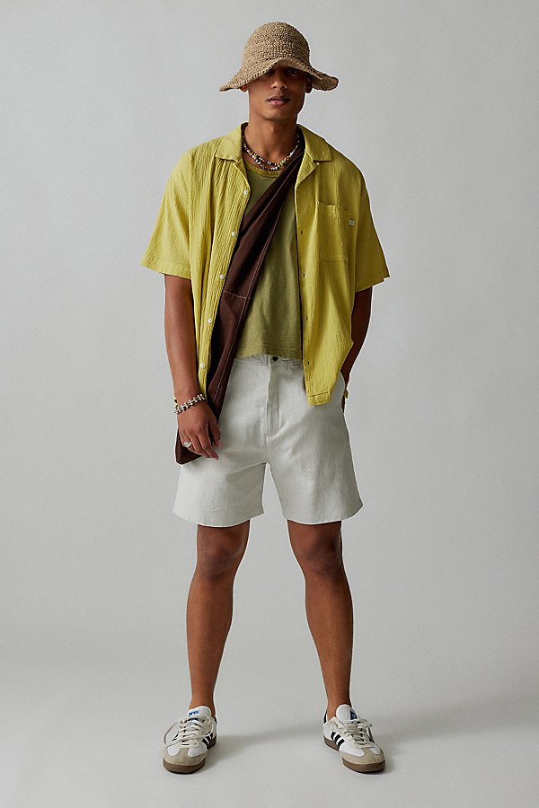 Standard Cloth Liam Cotton Crinkle Shirt In Chartreuse