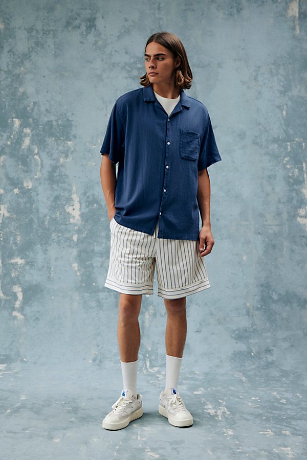 Standard Cloth Liam Crinkle Shirt In Medium Blue