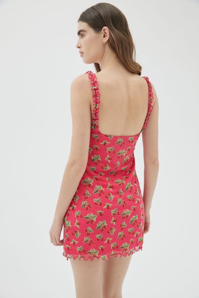 UO Lila Strawberry Ruffle Mini Dress #3