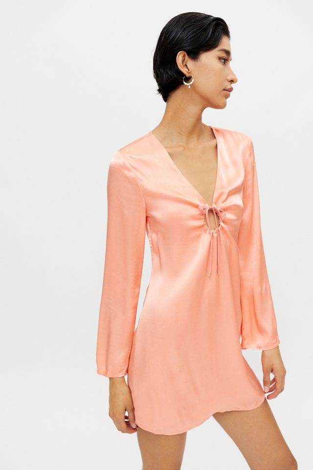 Ownley Bianco Satin Tie-Front Mini Dress | Urban Outfitters