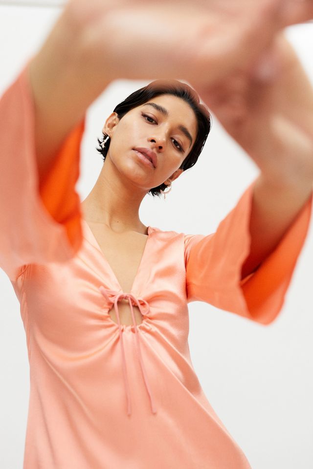Ownley Bianco Satin Tie-Front Mini Dress | Urban Outfitters