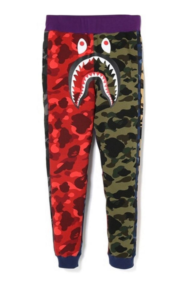 BAPE Mix Camo Shark Crazy Slim Sweat Pants Multi