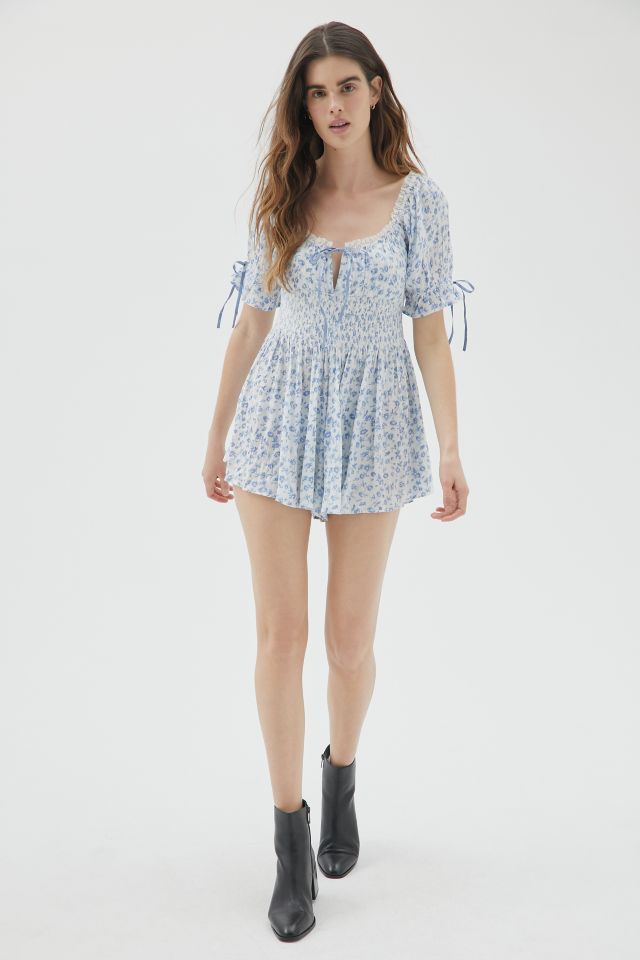 Urban Outfitters Uo Ruffle Me Romper in White