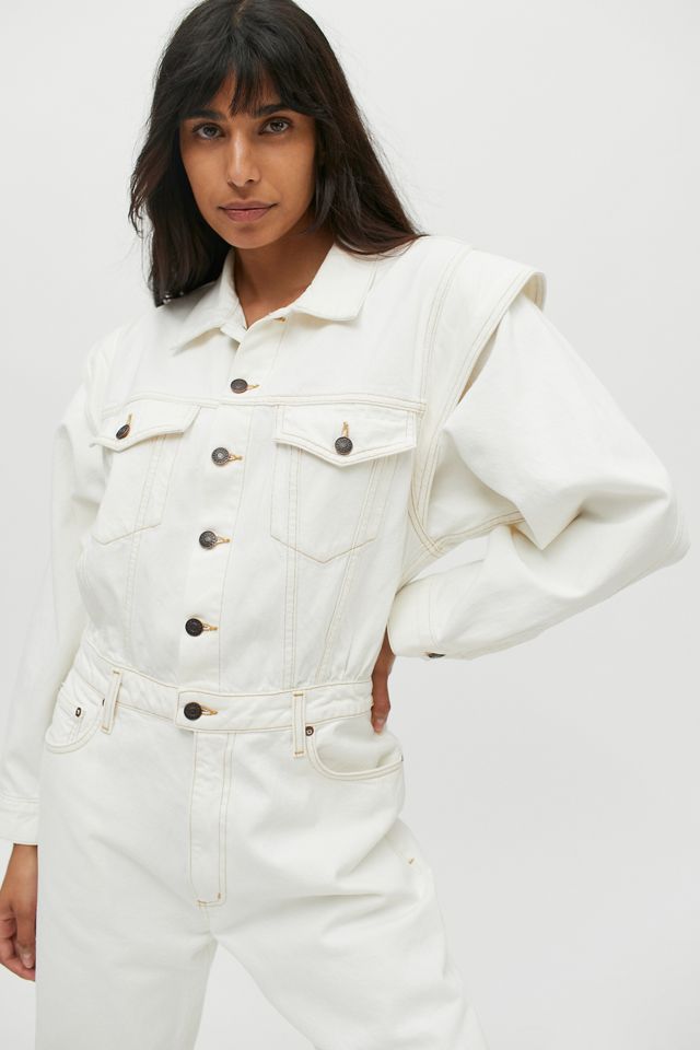 AGOLDE Reyna Denim Jumpsuit – Porcelain | Urban Outfitters Canada