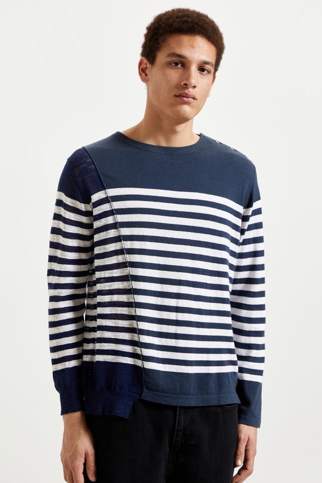 KA WA KEY Deconstructed Breton Stripe Sweater | Urban Outfitters