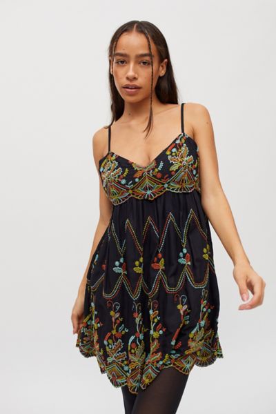 UO Jamie Embroider Babydoll Dress | Urban Outfitters